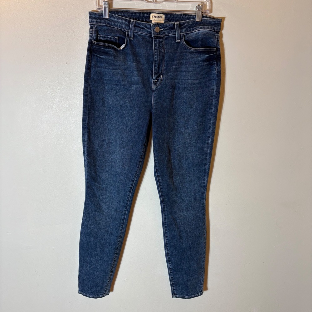 L'AGENCE Skinny Ankle Jeans Size 31 Dark Blue‎ High Rise Stretch Made in USA